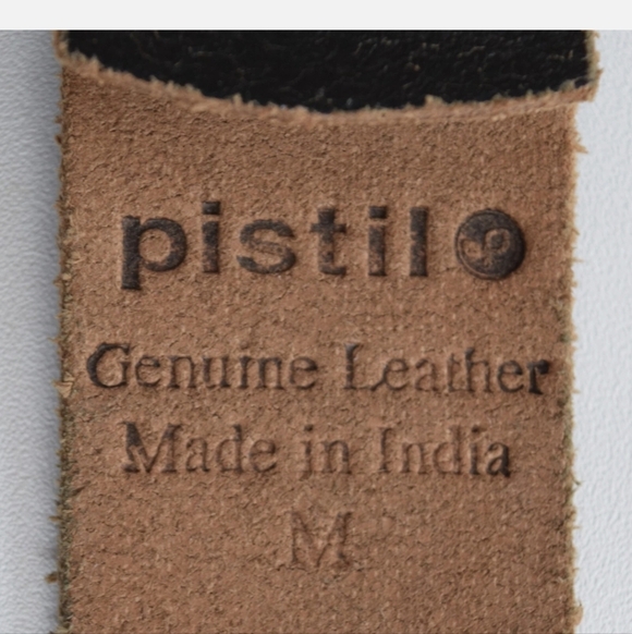 Pistil Black Leather Belt With Silver Studded Accents Women's Sz M Fits L/XL - Picture 10 of 13